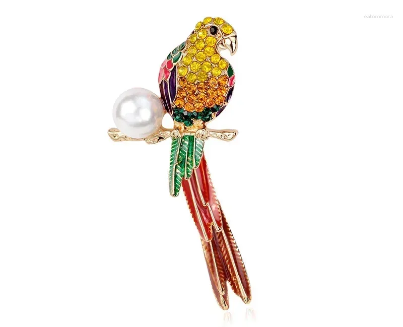 Brooches 2024 Crystal Pearl Parrot Brooch FromSwarovskis Corsage Clothing Accessories For Women And Female Fit Man