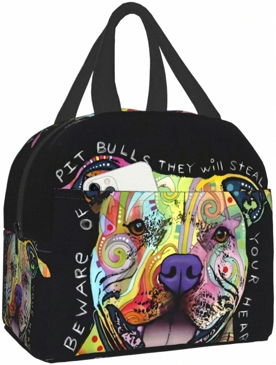 Nouveau Pit Bulls réutilisable sac à lunch isolé refroidisseur fourre-tout Ctainer pour femme bureau travail école pique-nique plage entraînement voyage h5Io #