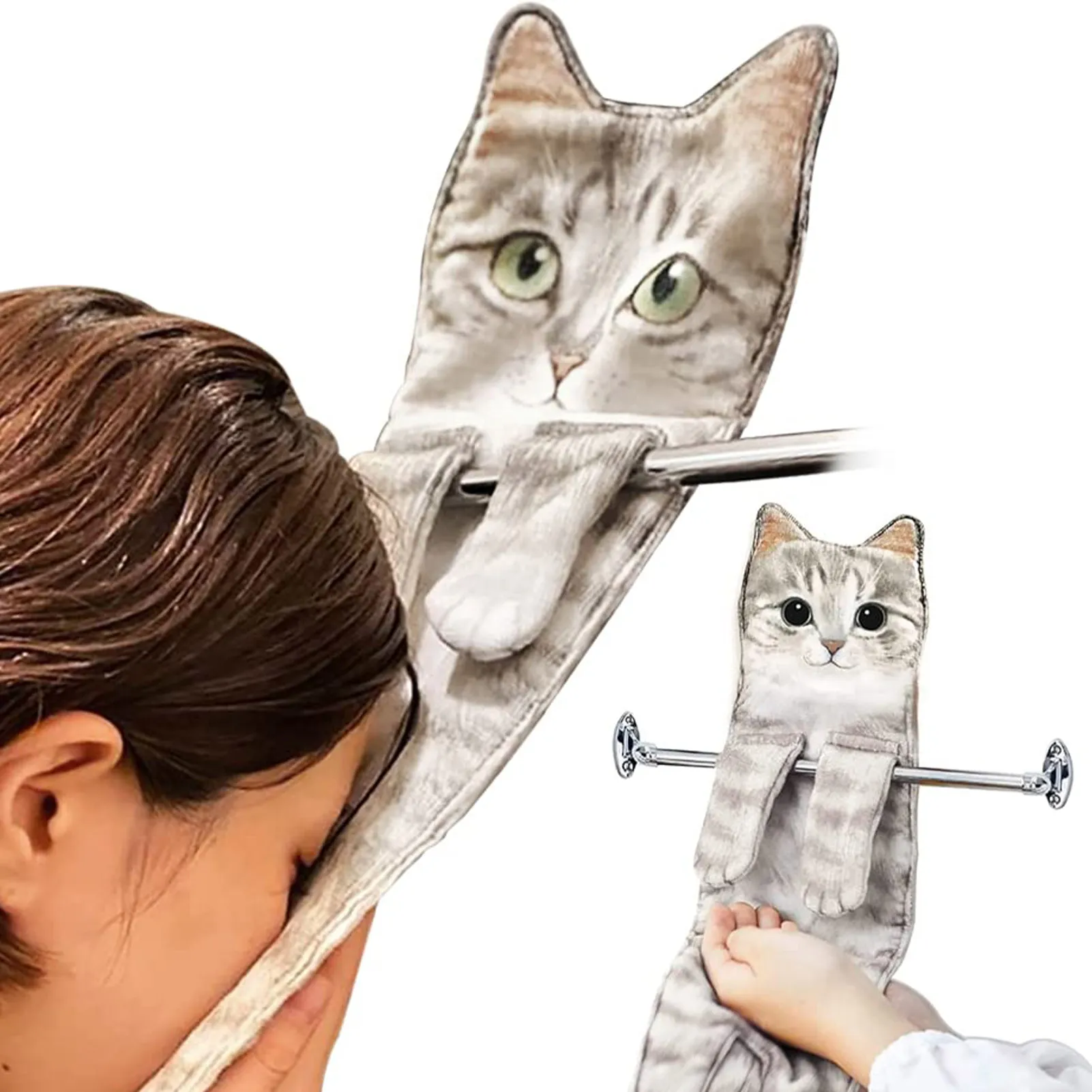 Accoglienti asciugamani a mano da gatto morbido a forma di gatto a forma di gatto fazzovoce multifunzioni da bagno decorativo asciugamani da gatti durevoli regalo carino
