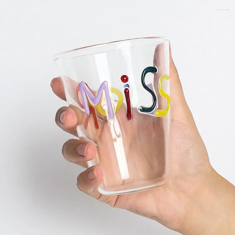 Piatti tazza di vetro 2 pezzi/set con confezione regalo Miss Design Water Home Drinkware Stile colorato