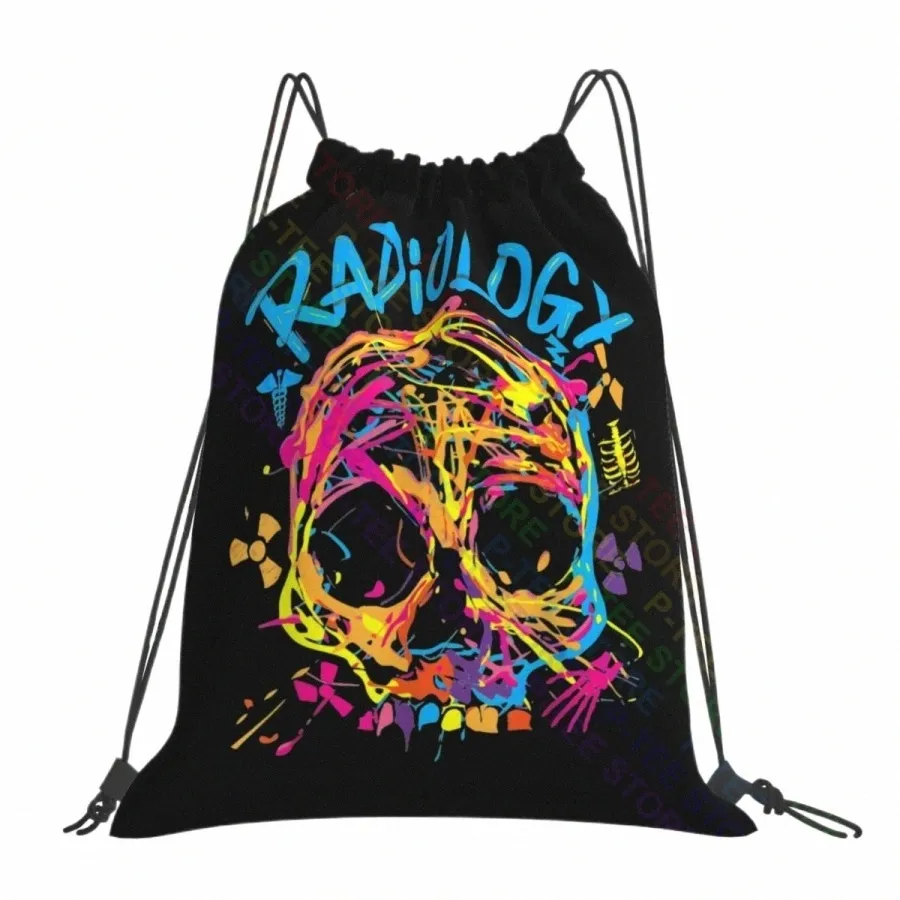 Rgy Colorful Skull Rgy Technicien Sacs à cordon Sac de sport Fi Sac fourre-tout pliable de grande capacité 45z2 #