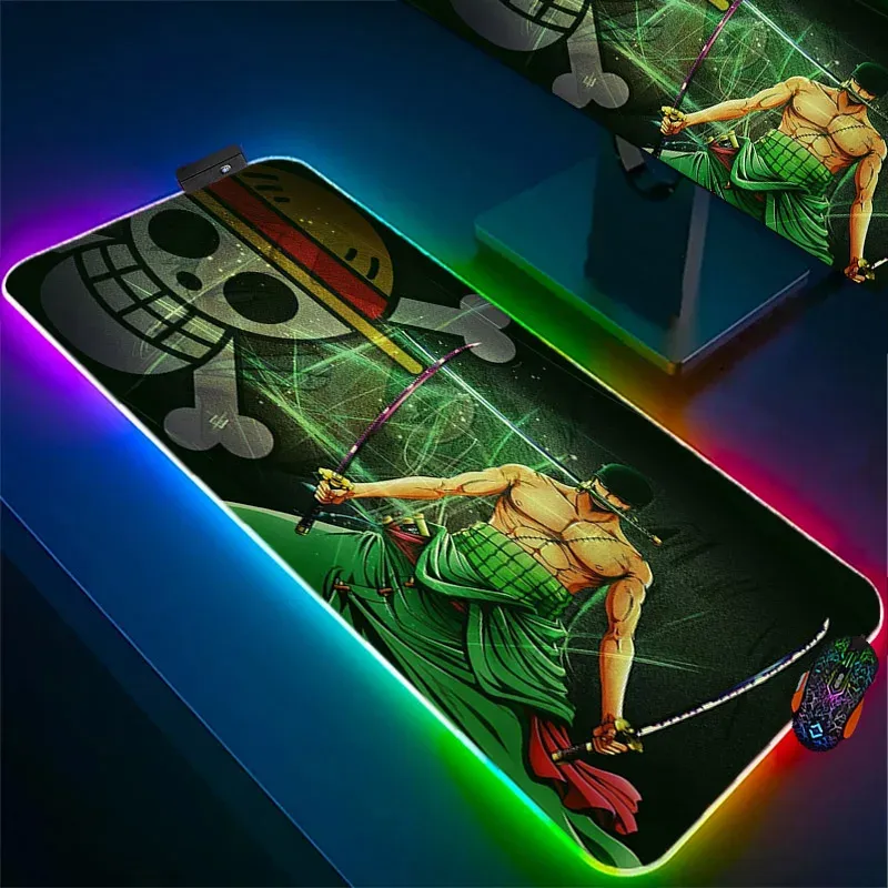 ONE PIECE Anime Zoro Large XXL Gaming Mousepad 35.4 × 15.7 in RGB