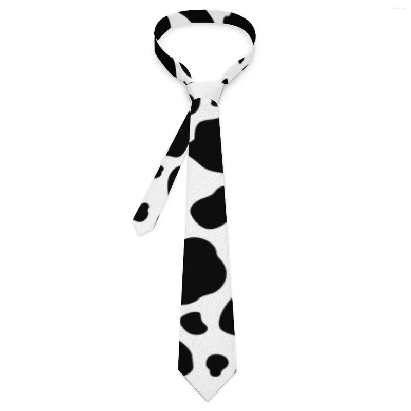 Bow Ties Black And White Cow Print Tie Spots Pattern Graphic Neck Vintage Cool Collar Male Cosplay Party Necktie Accessories