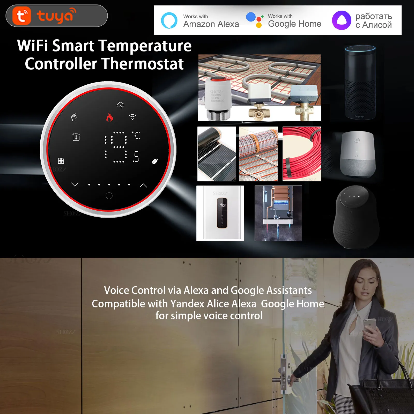 Wireless Indoor Thermostat RF 8 Receivers Control Programmable Remote Temperature Controller For Ele - View #5