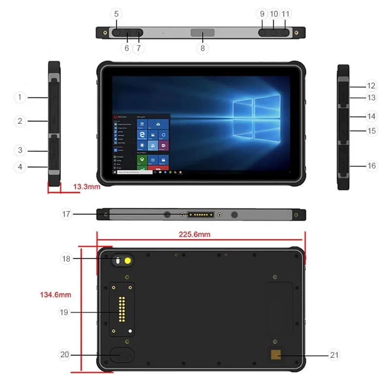 8 Inch Windows 10 OS Industrial Rugged Tablet PC with Front 2D Barcode ...