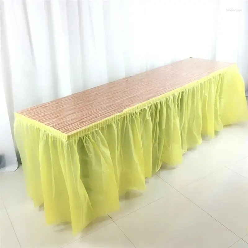 Jupe de Table en plastique jetable, fournitures de bureau portables, nappe pour mariage, anniversaire, décorations de maison