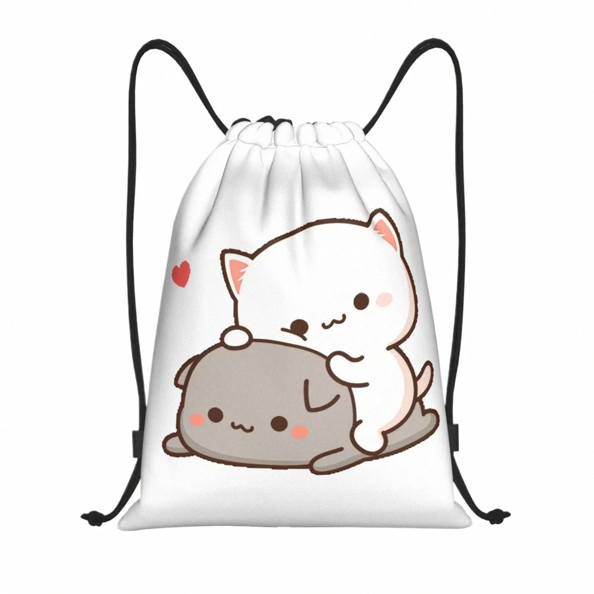 Personalizado Peach e Goma Mochi Cat Fall In Love Drawstring Bag para Treinamento Yoga Mochilas Homens Mulheres Sports Gym Sackpack t1oh #