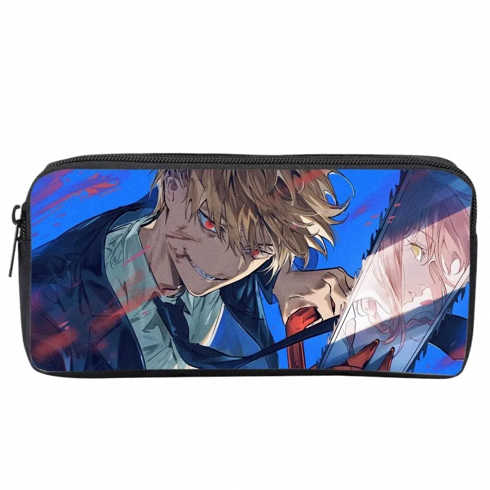 Anime Chainsaw Man Student Pencil Case Meninos Meninas Carto Pencil Bag Adolescente Zipper Bolsa Mulheres Meninas Makeup Bag a9K7 #