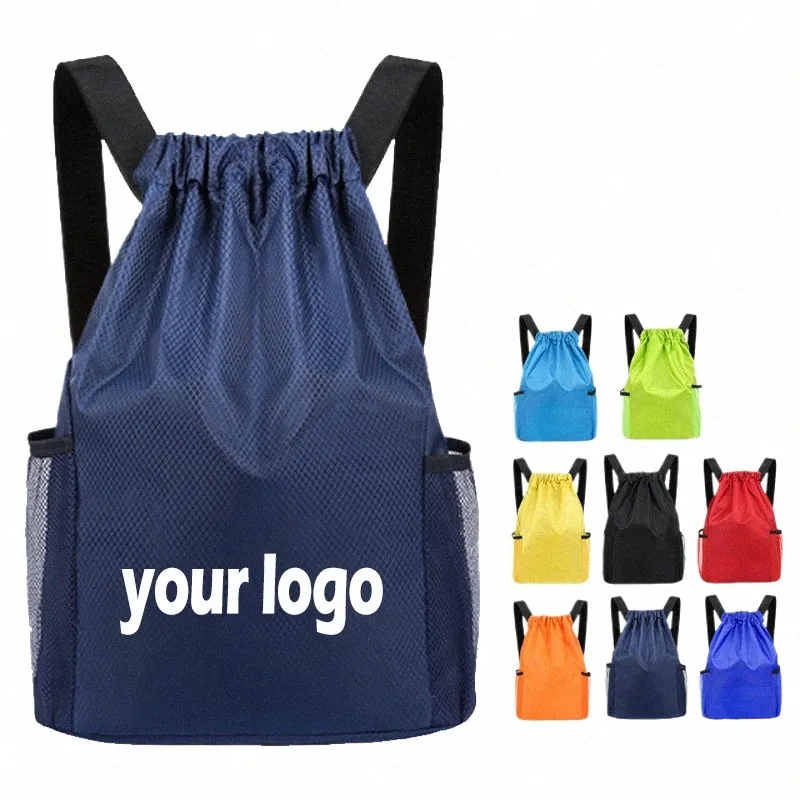Sport torba niestandardowa logo worka na sznurka Firma Prezent Oxford Cloth Waterproof Persalised School Toi Student Gift T0ZF#