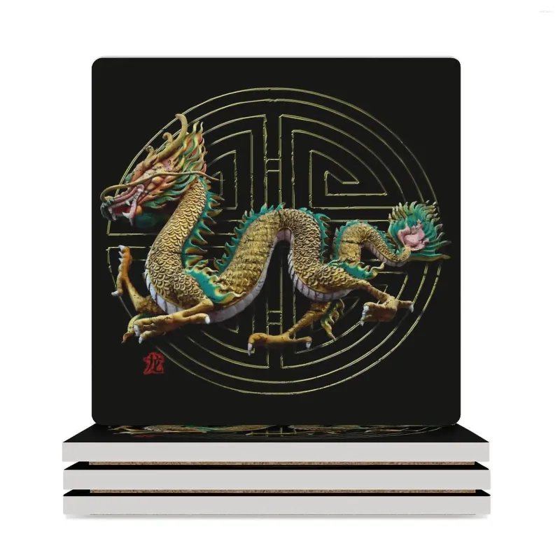 Placemats Aziatische Draak Martial Arts Vintage Gift Keramische Onderzetters (Vierkant) Cup Pads Origineel