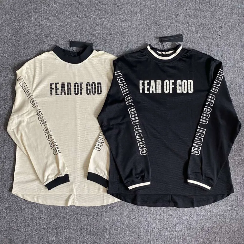 Versie FEAROFGOD5TH Seizoen 5 FOG Hoofdlijn Paar High Street Mesh T-shirt met lange mouwen