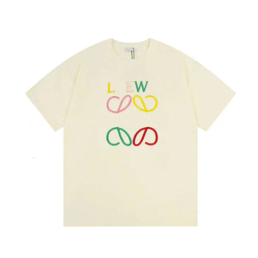 T-shirt in cotone lavorato a maglia con coppia di maniche corte ricamate con nuova lettera alla moda di lusso Luo Jia Ss all'inizio della primavera