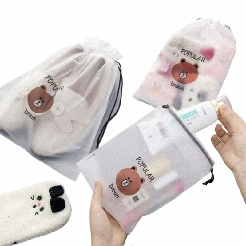 Carto Bear Transparant Travel Cosmetic Bag Make Up Case Women Waterdichte make -up schoonheid W Organisator Toiletische opslagkit Tas K7MA#