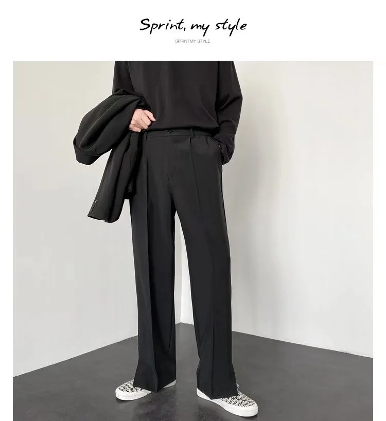 【MODERNIF】Bael semi-wide slacks 2024 Mens Summer Korean Style Straight Casual Baggy Wide Leg
