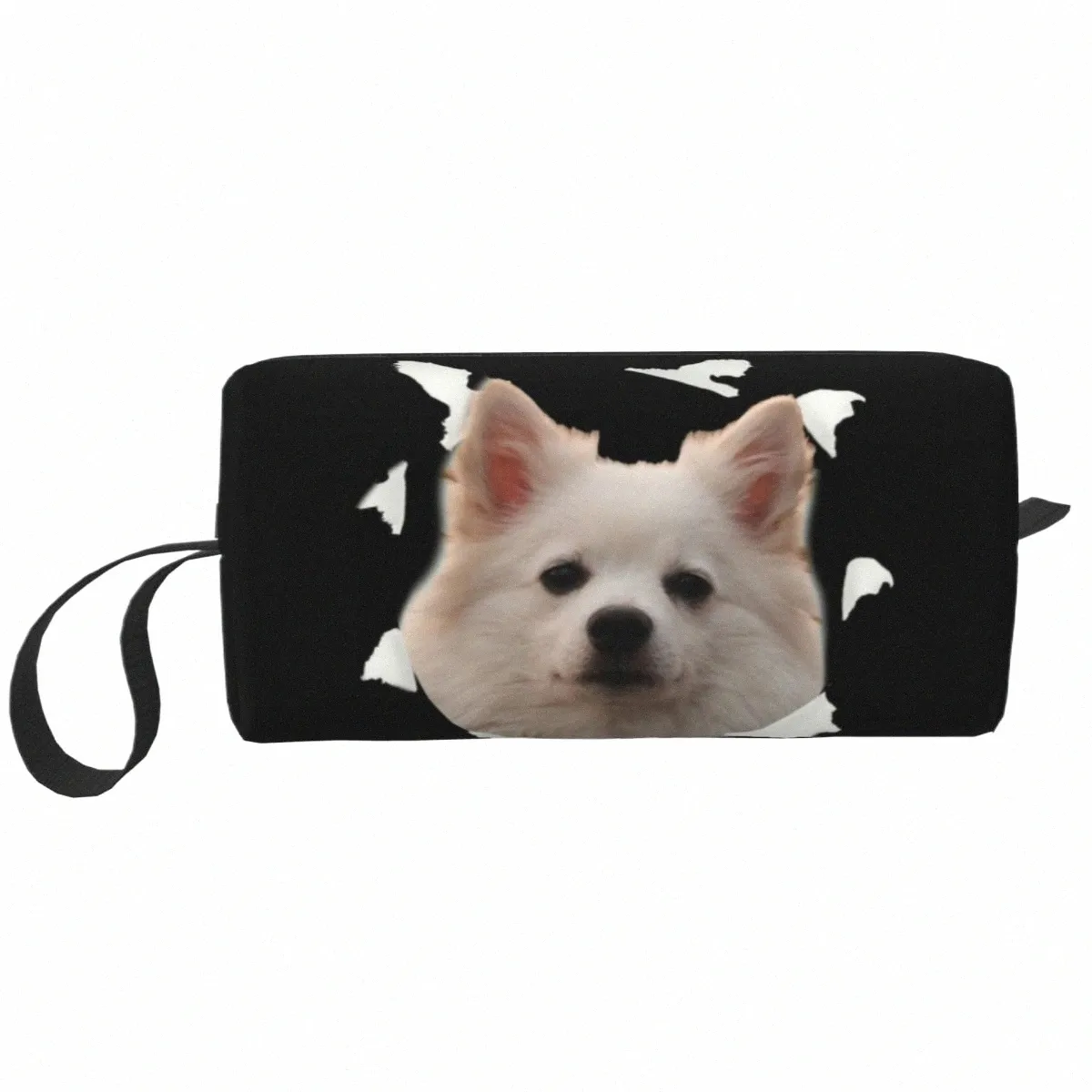 söt rolig tysk spitz rese toalettartikar kvinnor husdjur valp pom hund makeup kosmetisk arrangör skönhet lagring dopp kit y6yn#