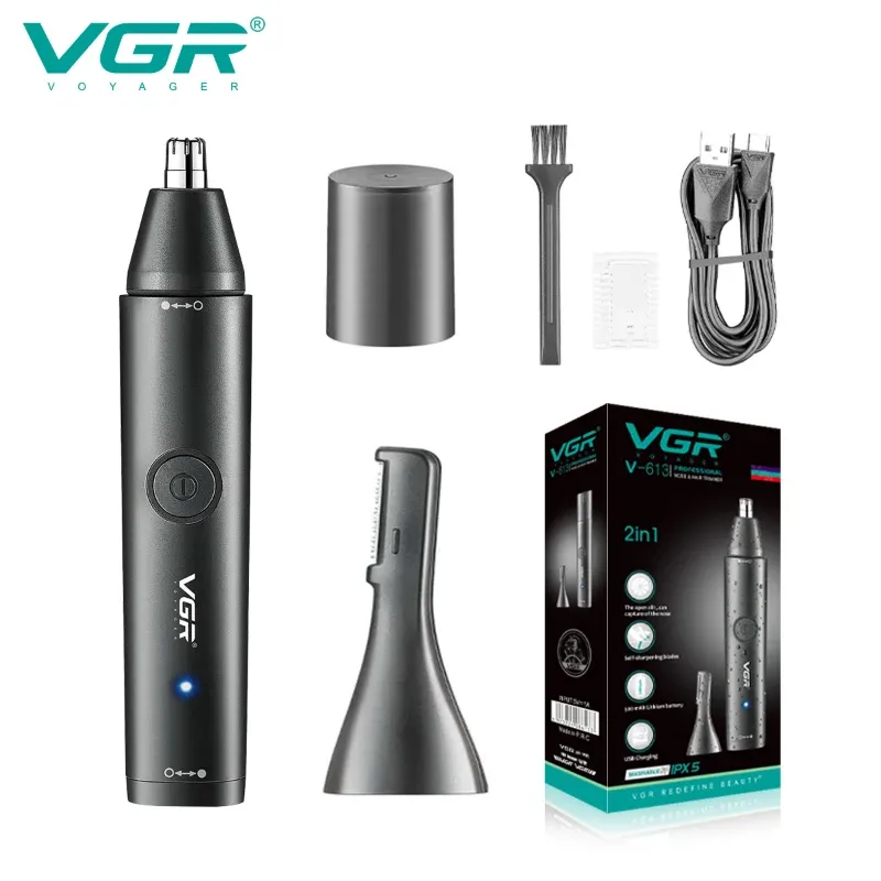Trimmer Vgr 2 In1 Electric Nose Hair Trimmer for Men Grooming Facial Beard Sideburns Shaver Washable Rechargeable Ear Eyebrow Trimmer