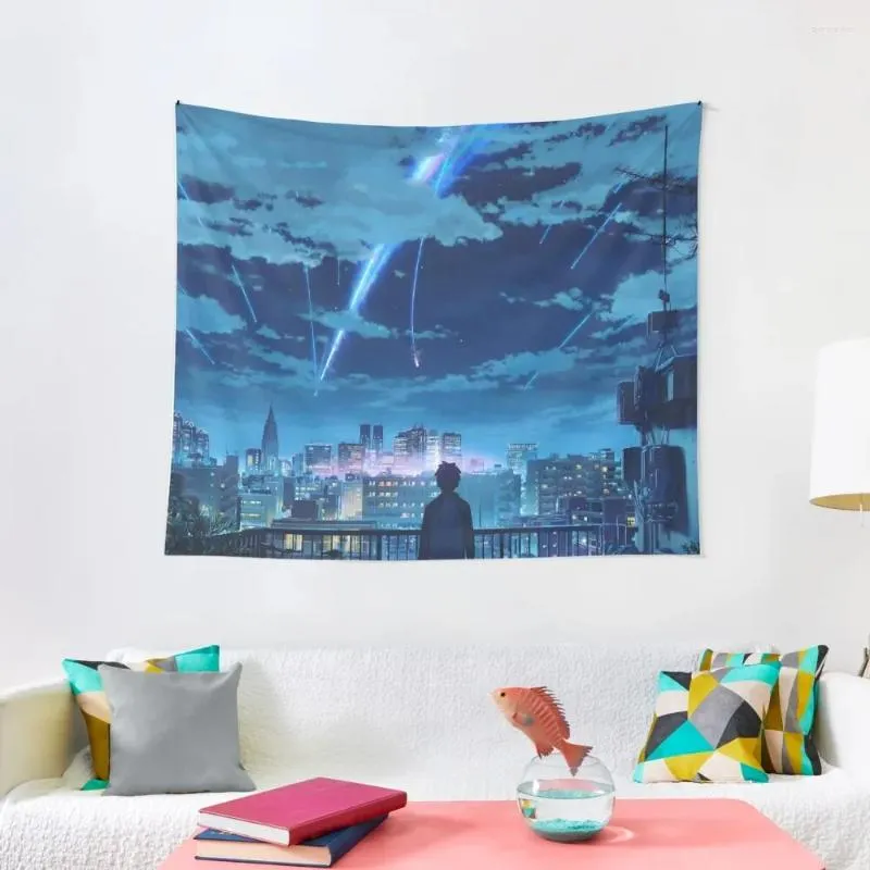 Tapisseries Kimi No Na Wa // Votre nom Taki Stars Tapisserie de balcon Décoration de chambre à coucher pour mur de chambre