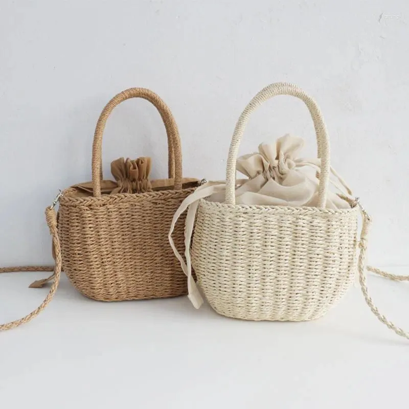 Saco de palha bolsas e bolsas para mulheres verão rattan crossbody artesanal senhoras praia corda sacos mão tote