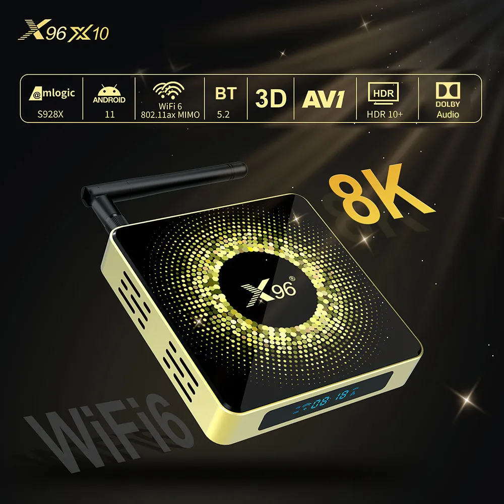 X10 Amlogic S928X-J 8GB/64GB 8K TV Box: Dolby, USB 3.0, Wi-Fi 6, BT 5.2 ...