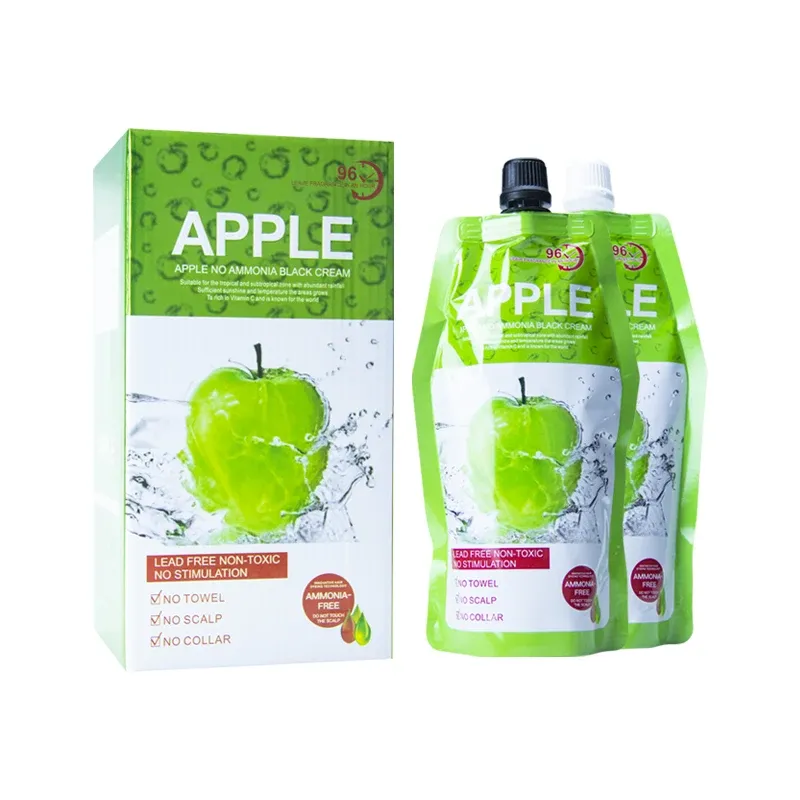 Renk Doğal 500ml*2/Paket Apple Saç Renk Kremi Amonyak Free100% Gri Saç Kapsamı Elma Saç Renk Siyah Saç Boya Şampuanı Erkekler