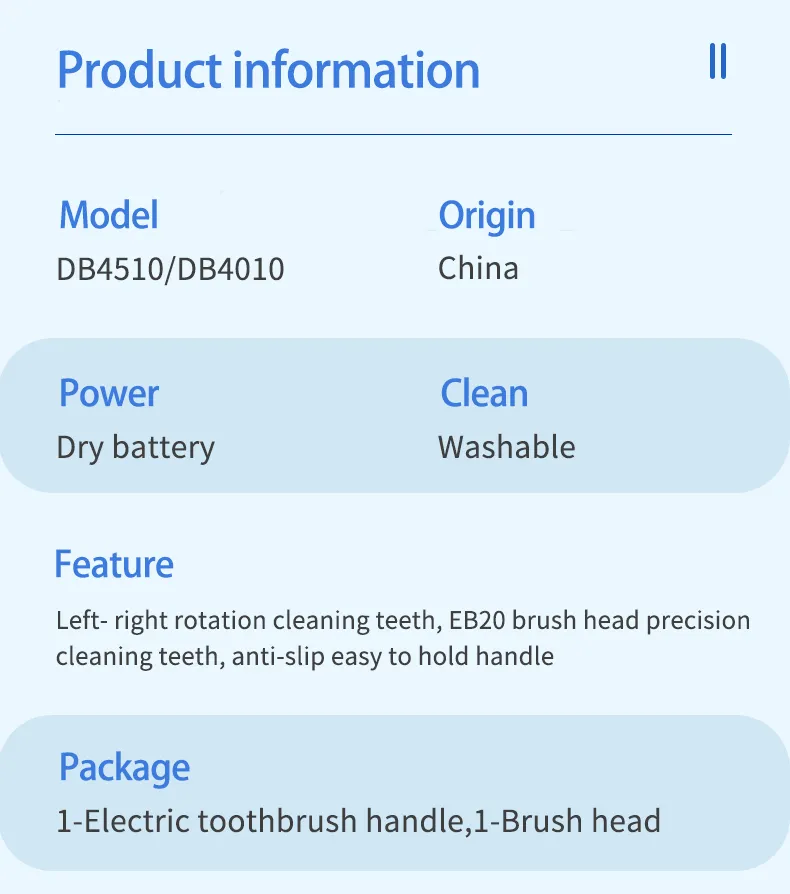 Oral B Sonic Electric Toothbrush Battery Powered 2D Rotating Tooth ...