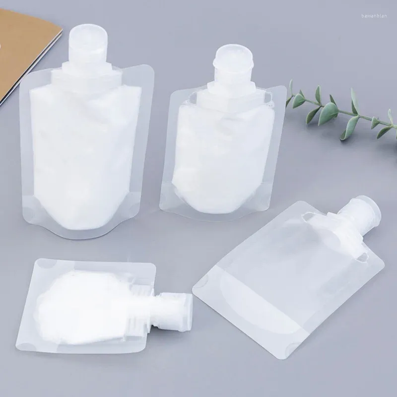 Sacs de rangement Transparent Flip Cap Sous-emballage Sac 30/50/100 ML Portable Voyage Fluide Maquillage Emballage En Plastique Stand Up Bec Pochettes