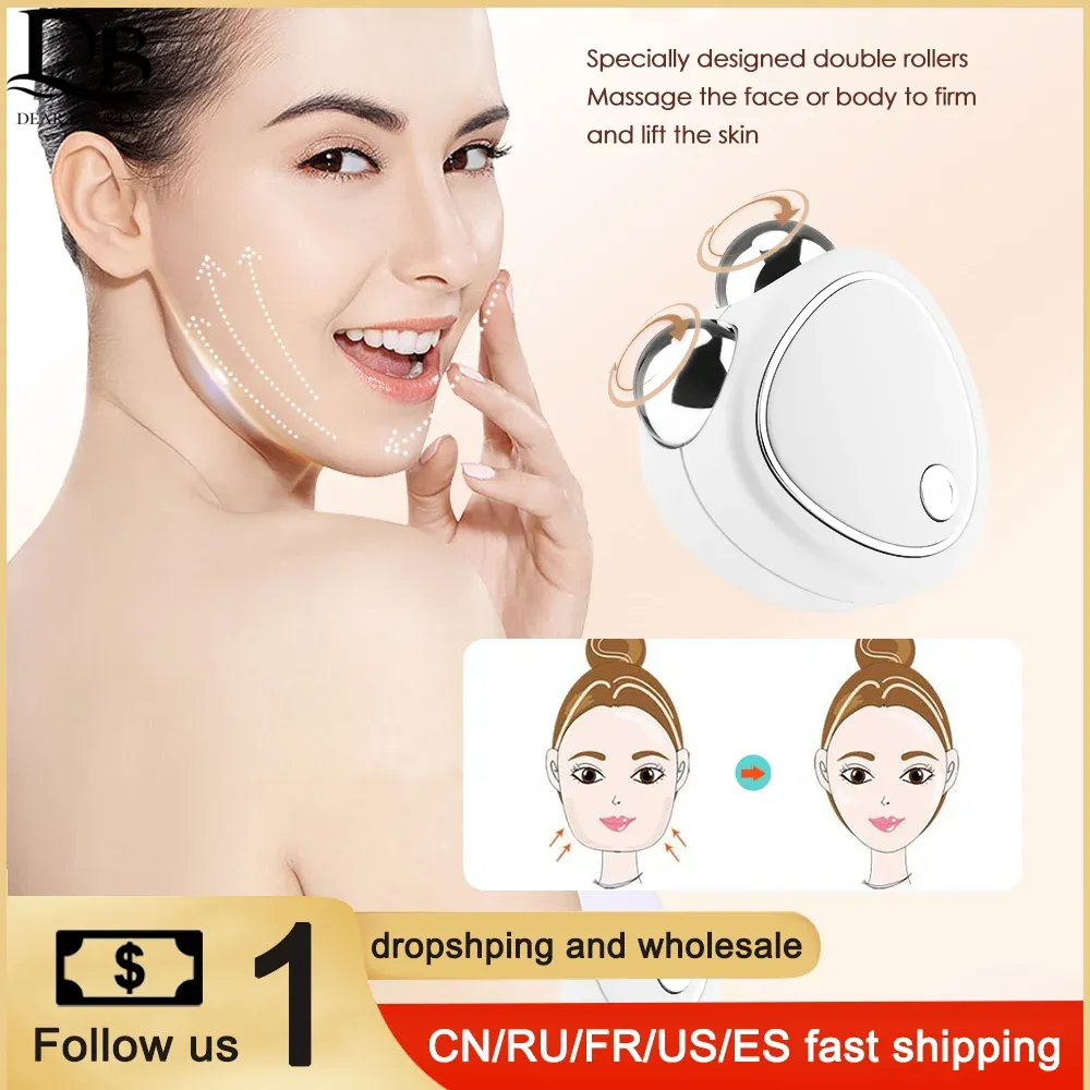 Dispositivo EMS Massaggiatore facciale Rullo Microcorrente Macchina per il lifting del viso VFace Roller Massaggiatore Ringiovanimento della pelle Dispositivo di bellezza antirughe