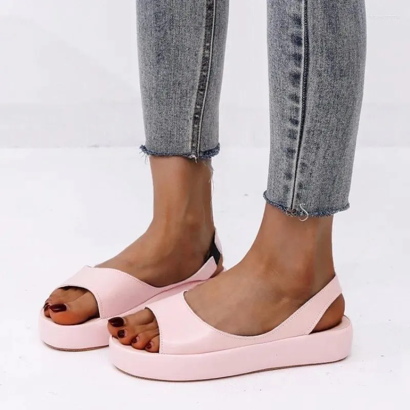 Casual Schoenen Dikke Bodem Lage Hakken Rubber Romeins PU Open Teen Slippers Platform Dames Sandalen Kawaii Jean Voor Luxe