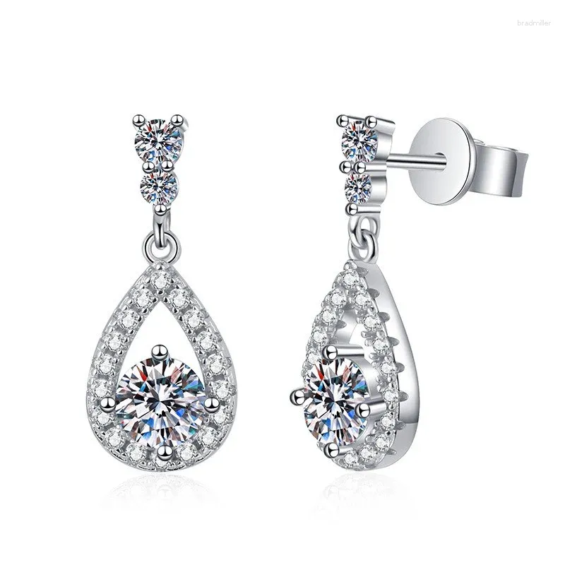 Studörhängen E127 LEFEI Fashion Classic White 0,5 Moissanite Exducite Desgin Waterdrop Earring For Charm Women Silver 925 Party Jewelry