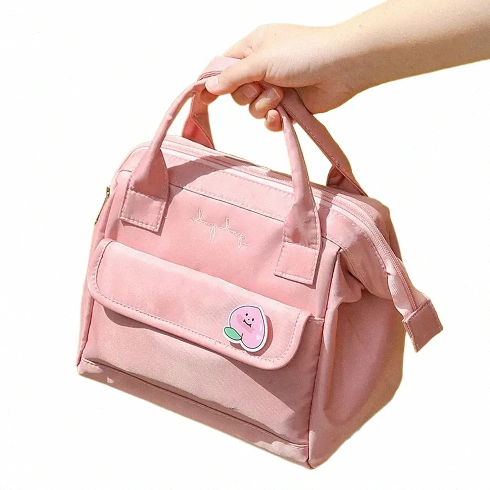 Kawaii Lunch Bag Femmes Mignon Pêche Pique-nique Voyage Thermique Boîte De Petit-déjeuner Filles École Enfant Portable Boîte À Lunch Dames Fourre-tout Sac De Nourriture l7IY #