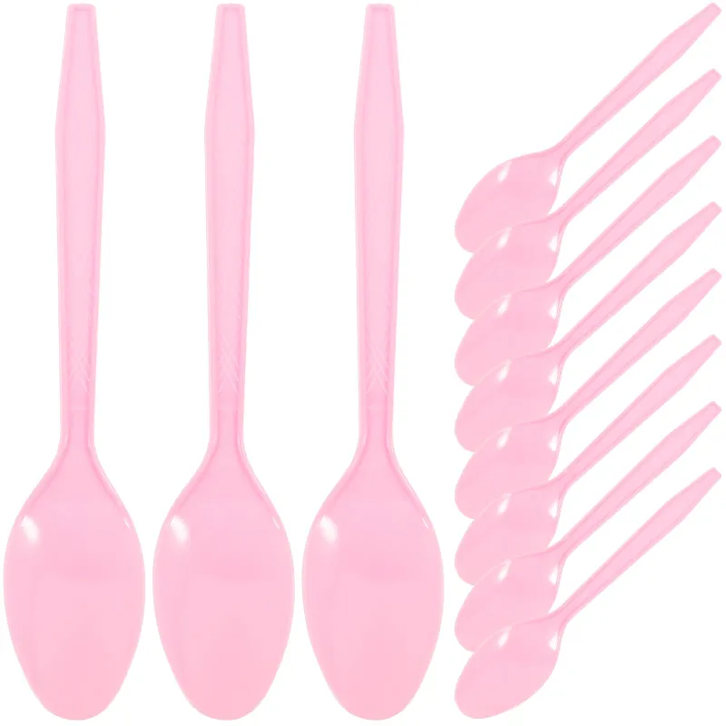 Disposable Flatware 100 Pcs Spoon Party Tableware Portable Tasting Spoons Plastic Ice Cream