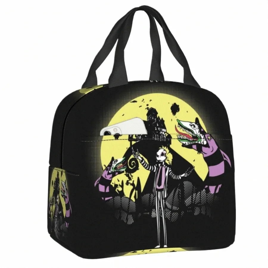 Halen Beetlejuice Lunch Bag Hommes Femmes Thermique Refroidisseur Isolé Tim Burt Film Boîte À Lunch pour Enfants École Enfants Sacs De Nourriture 12Ve #