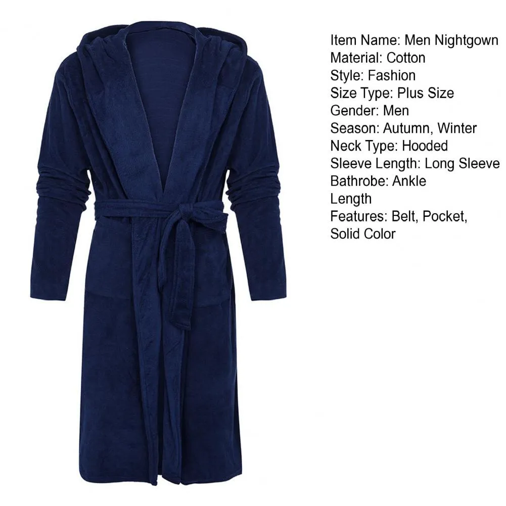 Mens Long Sleeve Fleece Bathrobes With Hood And Belt Warm Winter Sleepwear  Robe With Pocket Solid Color Home Gown From Ddmylucky, $263.08 | DHgate.Com