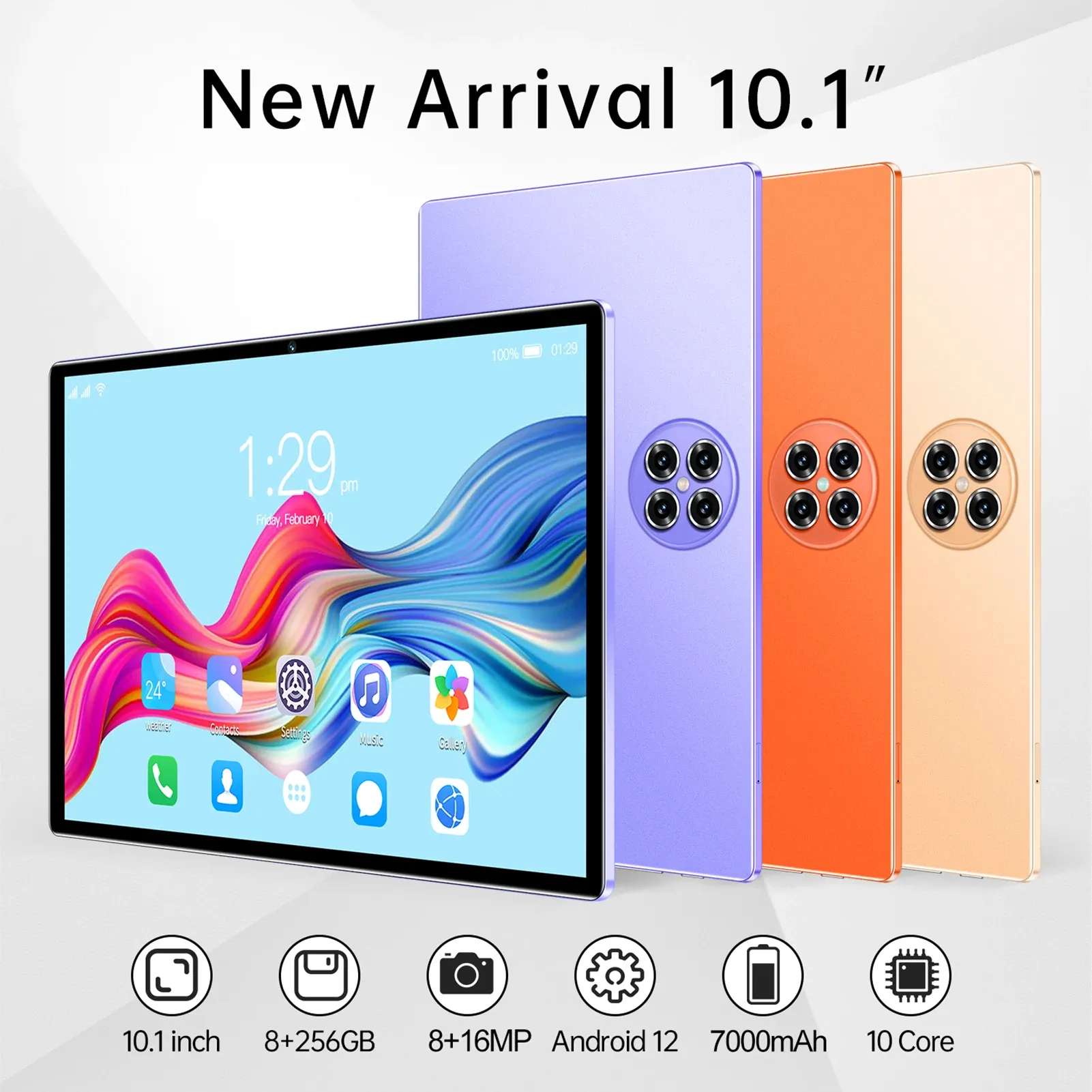 Tablette Android 10.1 Pouces - 8 Go RAM + 256 Go - Snapdragon 888 - 5G - Neuf