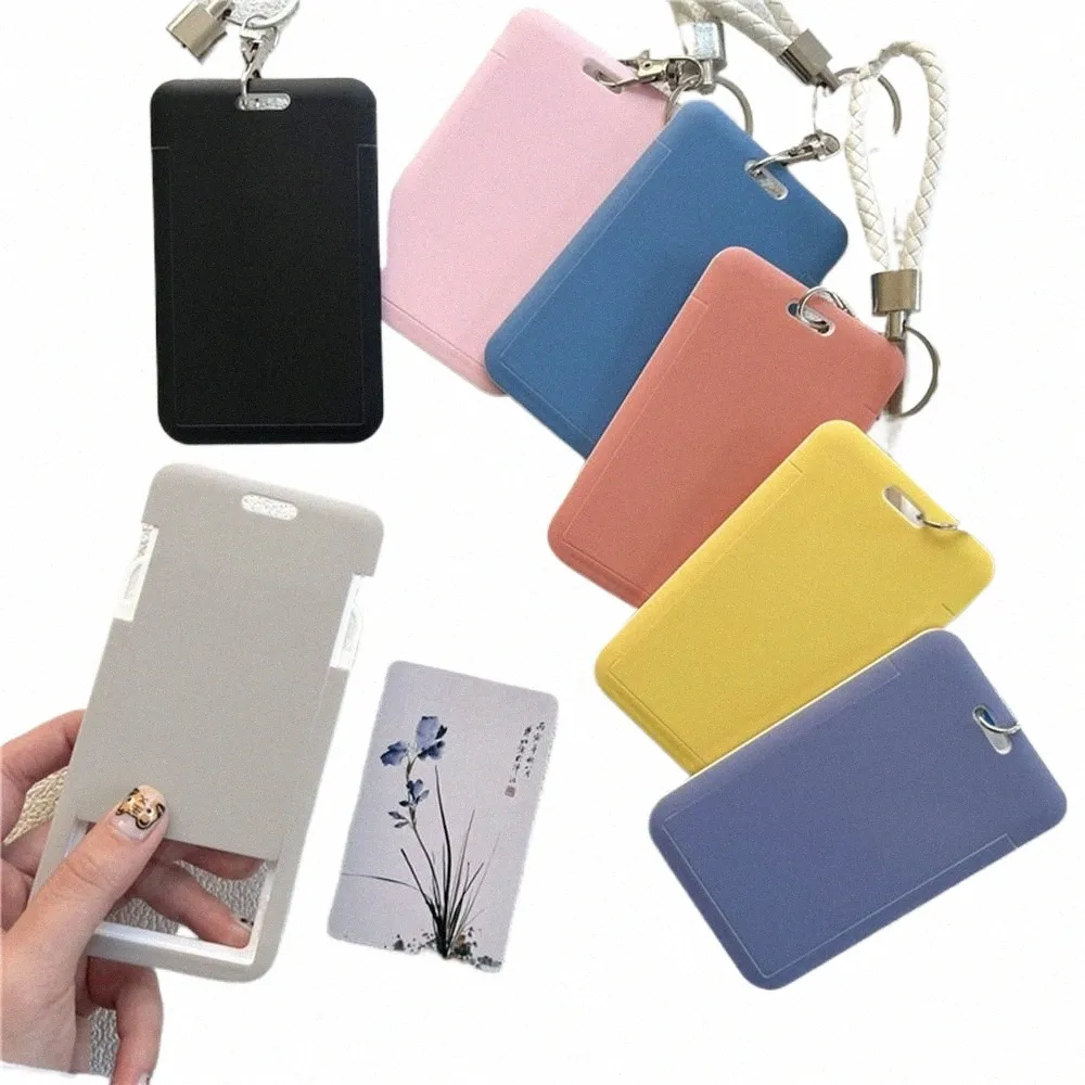 carto Cute Busin Card Holder, Cartão de Crédito Bank ID Bus Card Case Cover, Solid Color, Adult Student Supplies, portátil k49i #