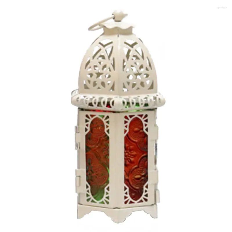 Ljushållare Holder Moroccan Style Decoration Lätt att använda Space Saving Vintage Lantern Lamp Homelightweight Iron Glass Gift