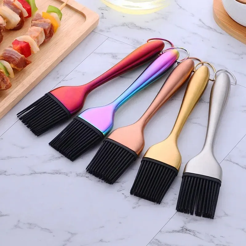 2024 Brosses d'huile Brushes en acier inoxydable Silicone BBQ Gilling Baking Cooking Prosses Barbecue Outils de cuisson Silicone Silicone