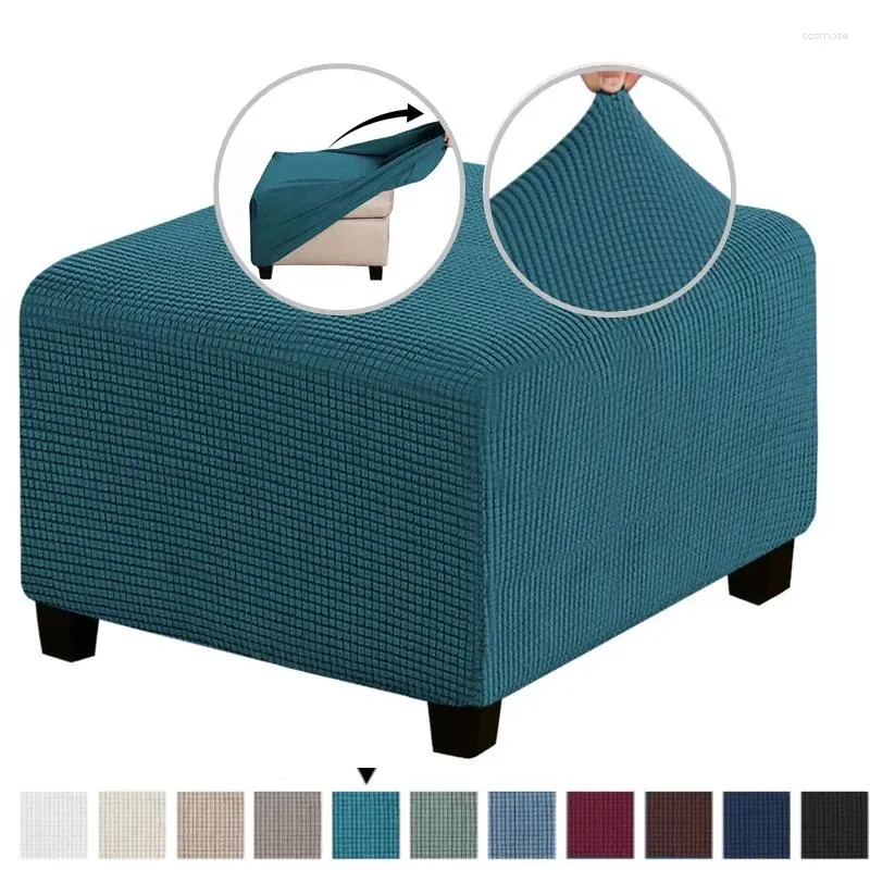 Stol täcker polär fleece fotpall täcker all-inclusive stretch ottoman bänk pall för vardagsrumsmöbler skyddande tvättbar