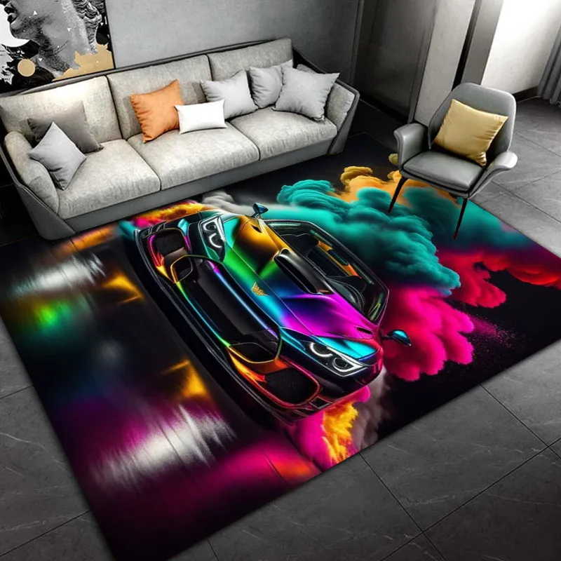 Colorful Car Rugs Automotive Themed Area Rug: Graphic Race Car Design 2025, Soft, Non ...
