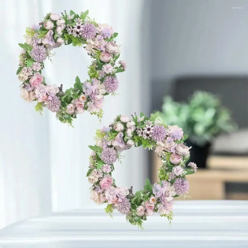 Decorative Flowers Artificial Peony Flower Wreath Vintage Style Garland Hanging Ornament/Door Decor