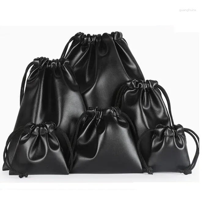 Drawstring 10pcs/lot 7x8 9x9 12x11 11x15 15x20 22x25 Cm PU Leather Bags Jewellery Pouches Gift Packing Pouch Storage Bag