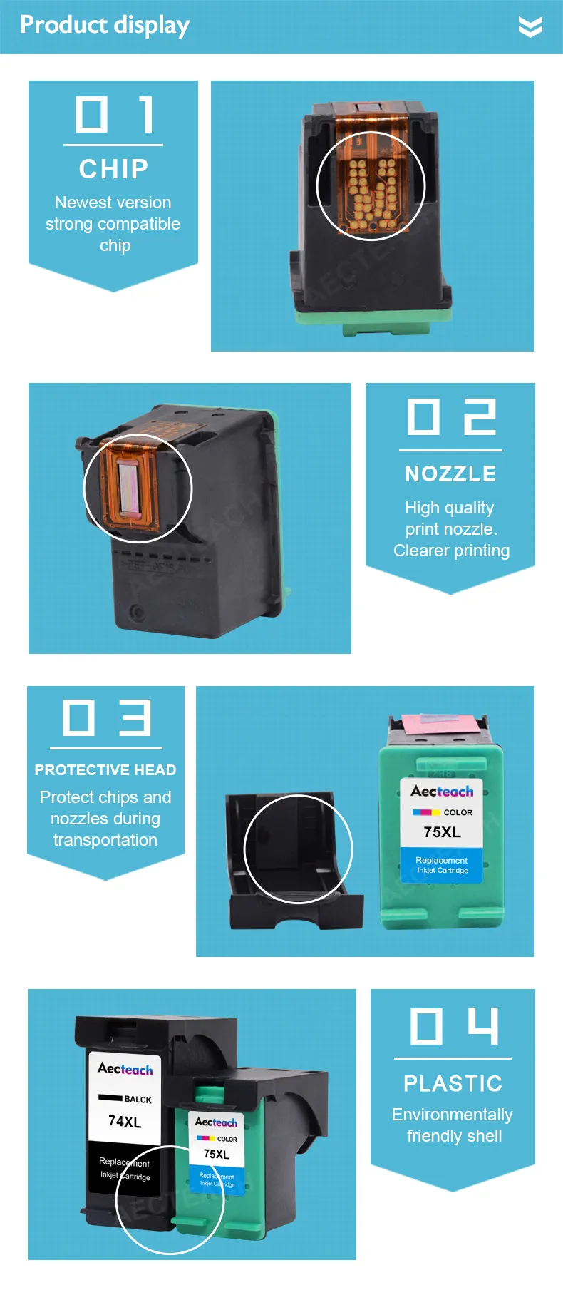 Aecteach Remanufactured Ink Cartridges CB335WN CB337WN for HP 74 75 ...