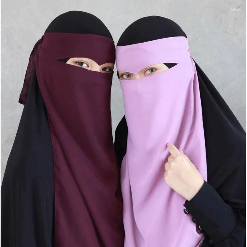 Etnische kleding Eén laag Niqab Boerka Hijab Nida Moslim Ademend Sluier Gezichtsbedekking Masker Eid Gebedskledingstuk Jilbeb Abaya Sjaal Islam Arabisch