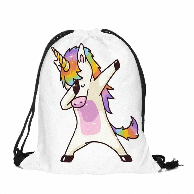 2021 New Cute Kid Baby Unicorn Pattern Sport Bags Swimming Bags Gym Pump Bag Sports School Drawstring Boy Girl Backpack Hot Sale w31C#