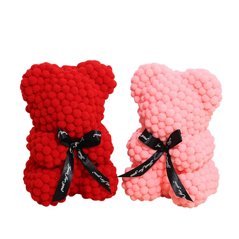 Soft Pompom 20cm teddy bear Valentine gift W bowtie kids DIY gifts easter mother