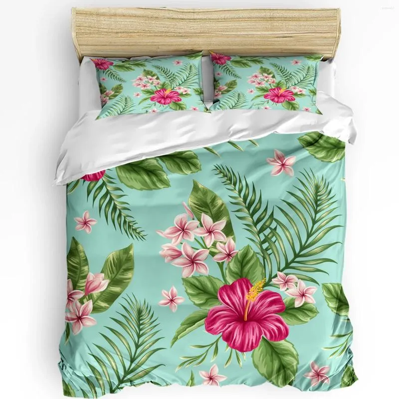 Sängkläder set blommor tropiska växter set 3st pojkar flickor duvet täcker örngott barn vuxen täcke dubbelsäng hem textil