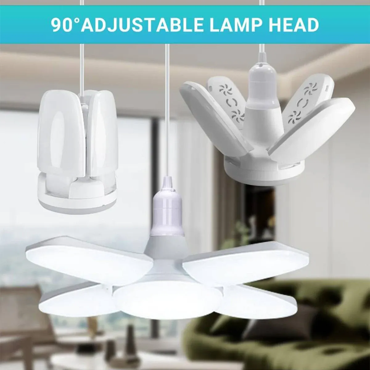 Foldable Led Bulb E26 E27 LED Bulb Fan Blade 4-Leaf Foldable Light Bulb, AC85-265V 28W ...