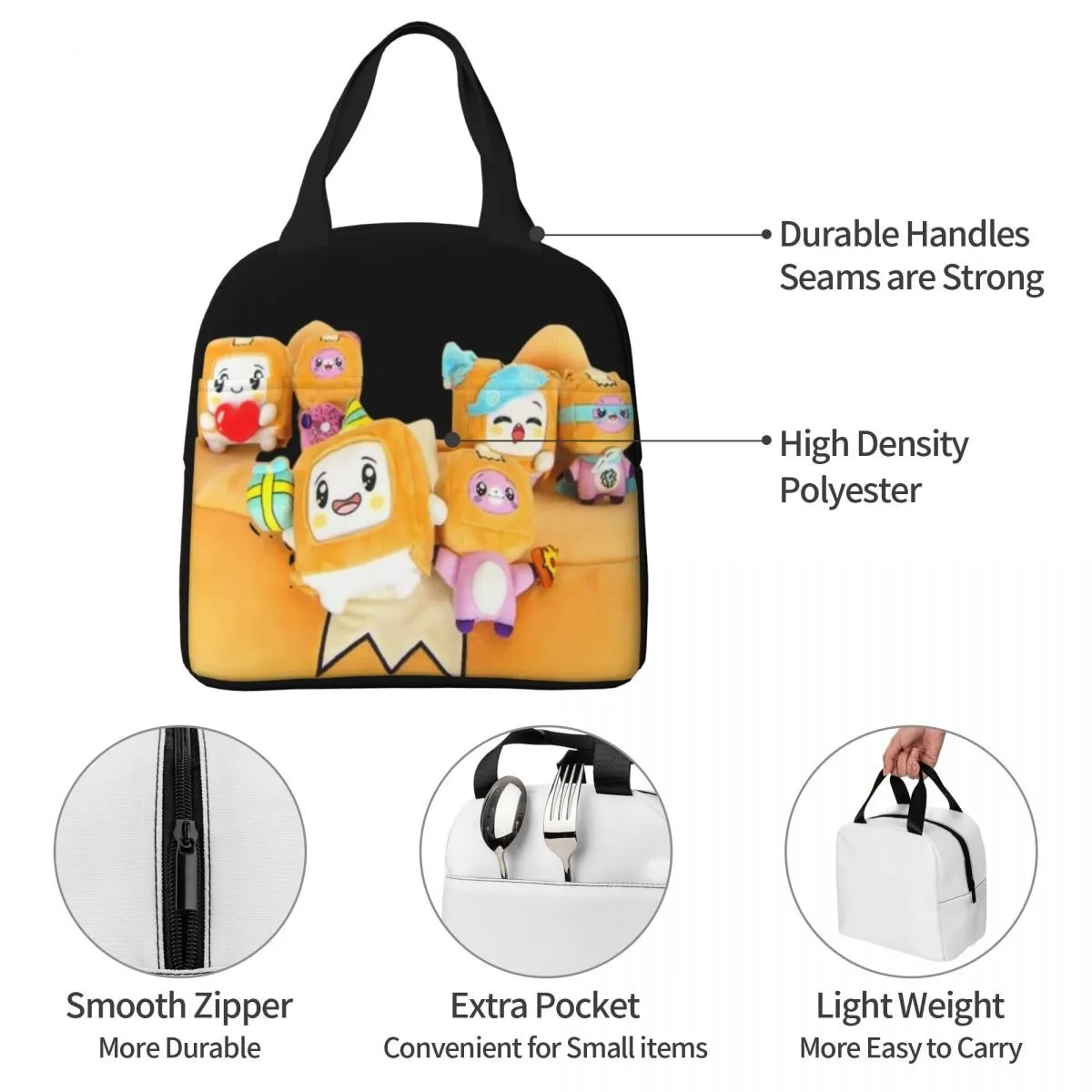 DHgate Kawaii Cartoon Insulated Lunch Bags Cooler Bag Reusable Leakproof Tote Lunch Box for Girls and Boys School Outdoor Use Bags Luggage Accessories