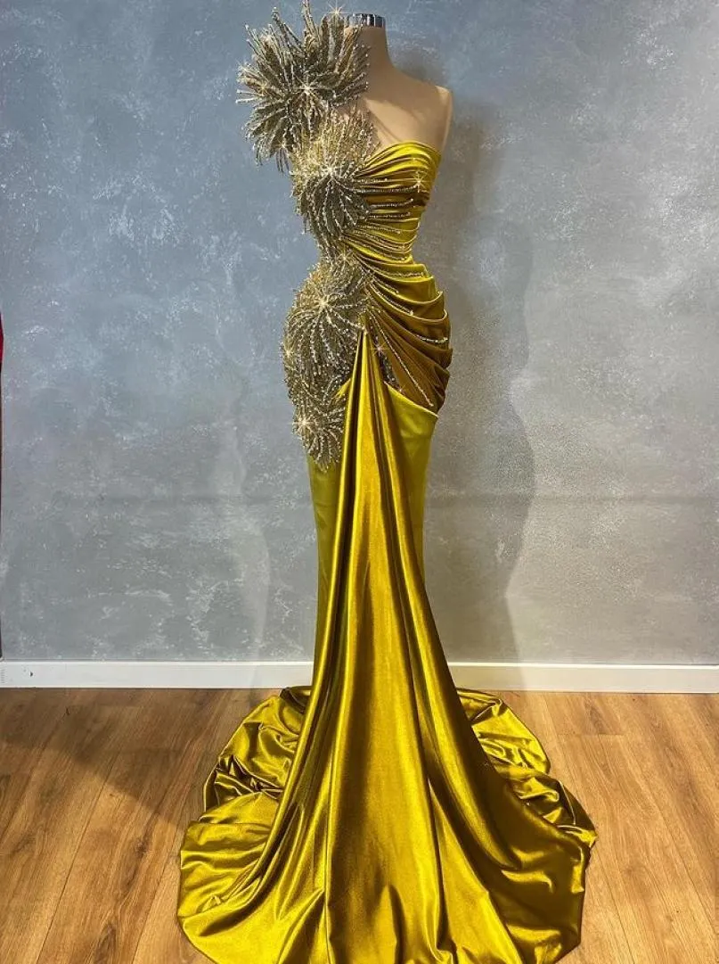 2021 Arabski Aso Ebi Ebi luksusowy syrena stylowa sukienki balowe koronkowe koraliki jedno ramionowe wieczór formalny impreza druga receptio4634540