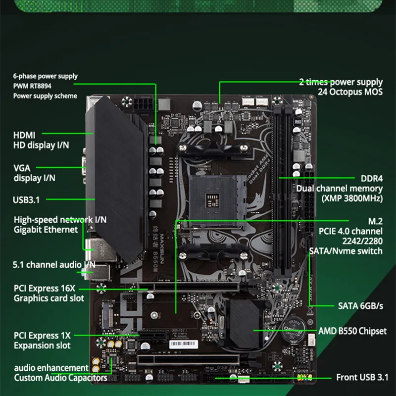 MAXSUN B550M cpu & motherboard combo with Ryzen 7 5700X CPU 